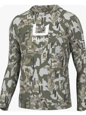 Huk KC Icon Apex Vert Long Sleeve Hoodie Moss Large